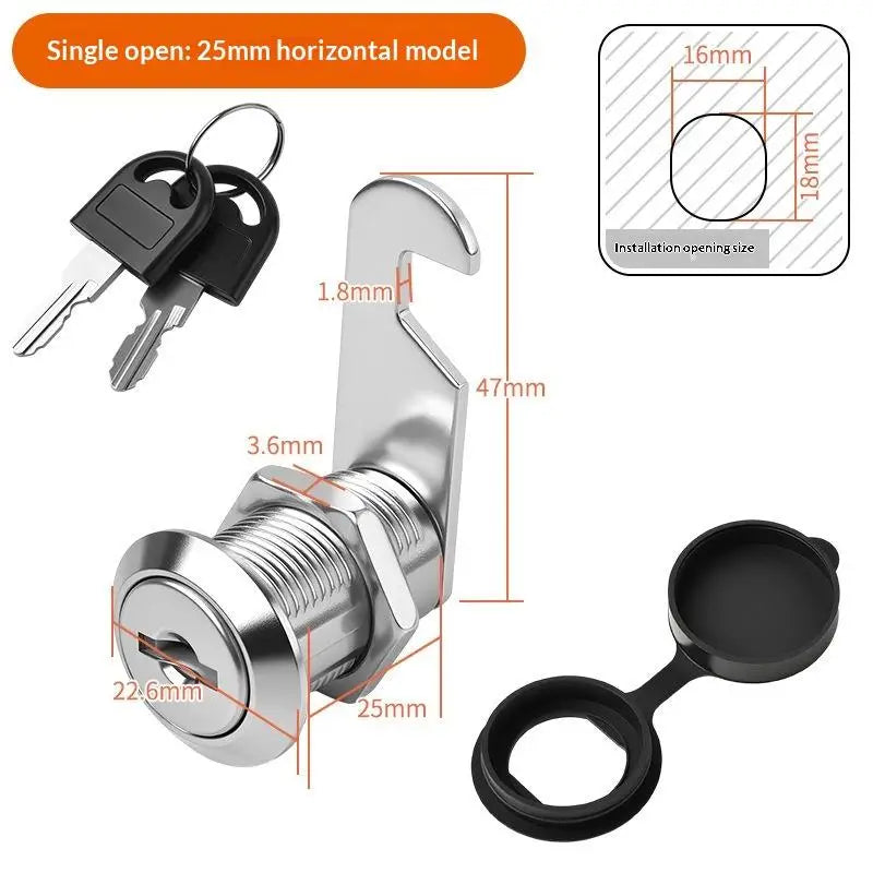Zinc Alloy Cam Lock Waterproof Cover Cabinet Drawer & 2 Keys Cam Lock QXL A3