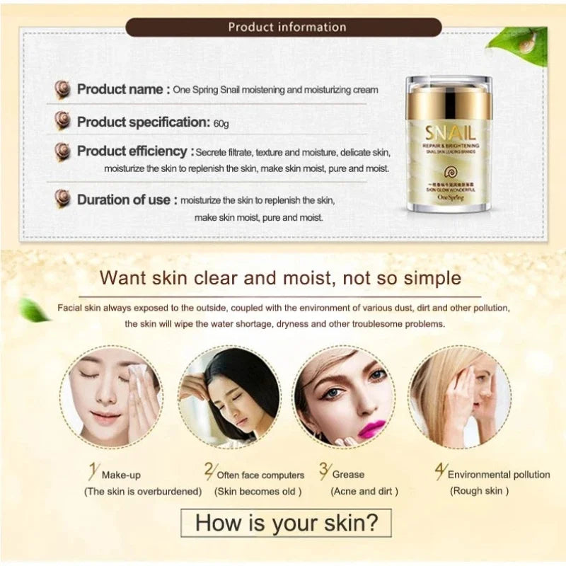 Snail Collagen Face Cream – Anti-Aging, Brightening & Eye Serum Snail Collagen Face Cream QXL