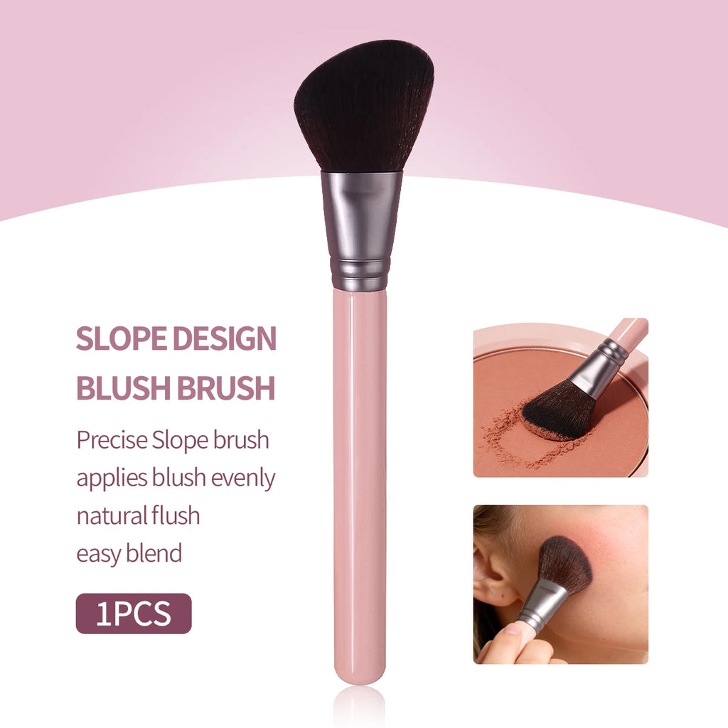 KOSSHOW Pink Blush & Contour Brush | Wooden Handle Makeup Blush Makeup Brush QXL Pink