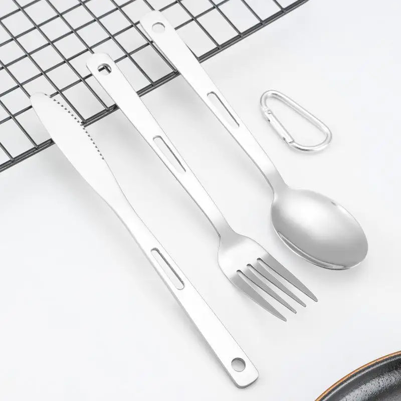 3-Piece Camping Cutlery Set | Stainless Steel Knife Fork Spoon Camping Cutlery Set QXL