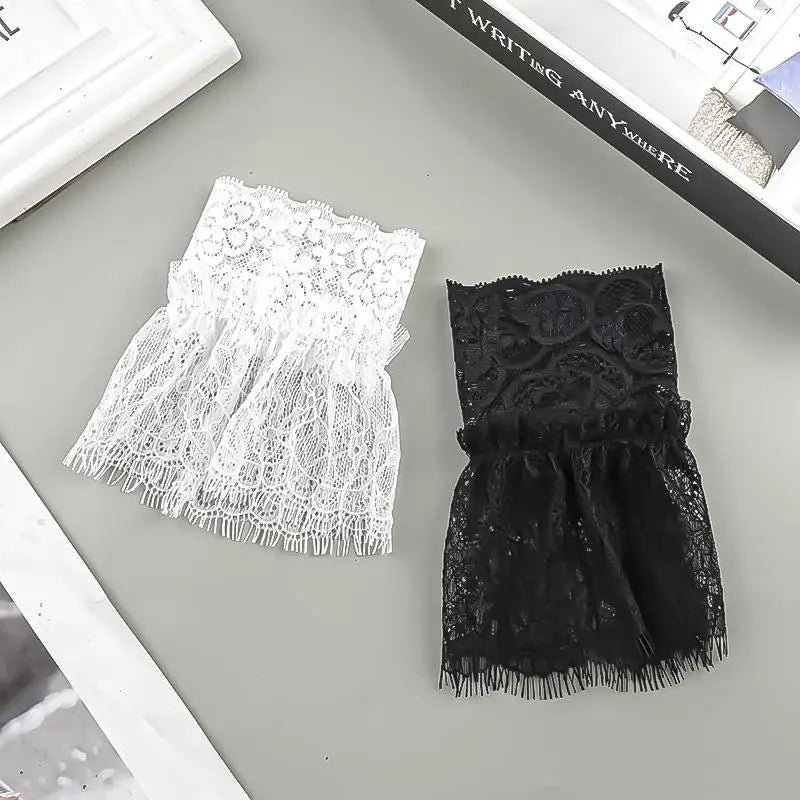 Women's Lace Fake Arm Sleeves | Tassel Pleated Cuff Accessory Lace Arm Sleeves QXL