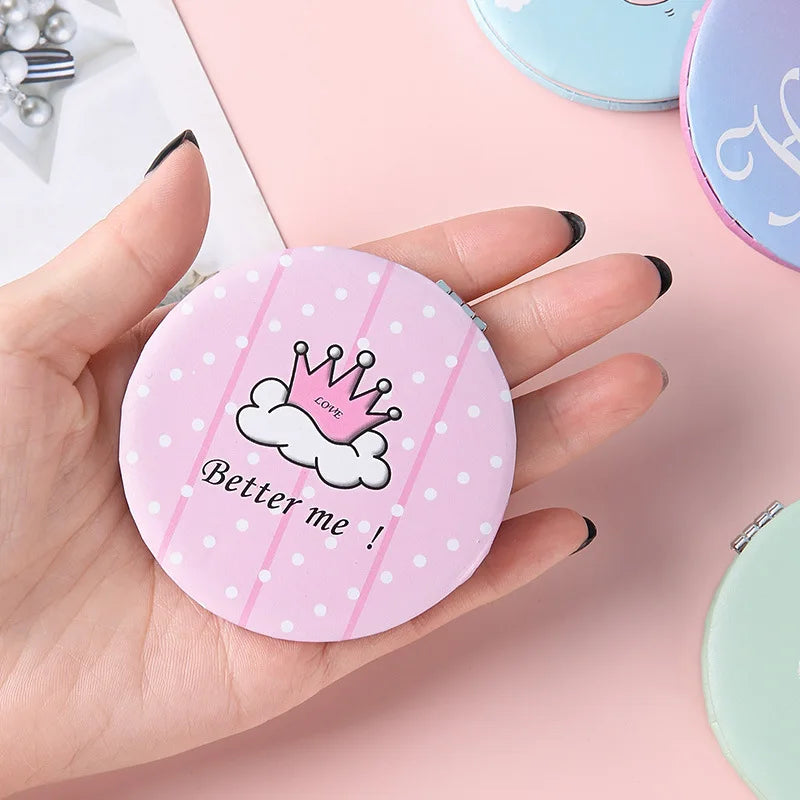 Cute Cartoon Dual-Sided Foldable Pocket Makeup Mirror Compact Makeup Mirror QXL
