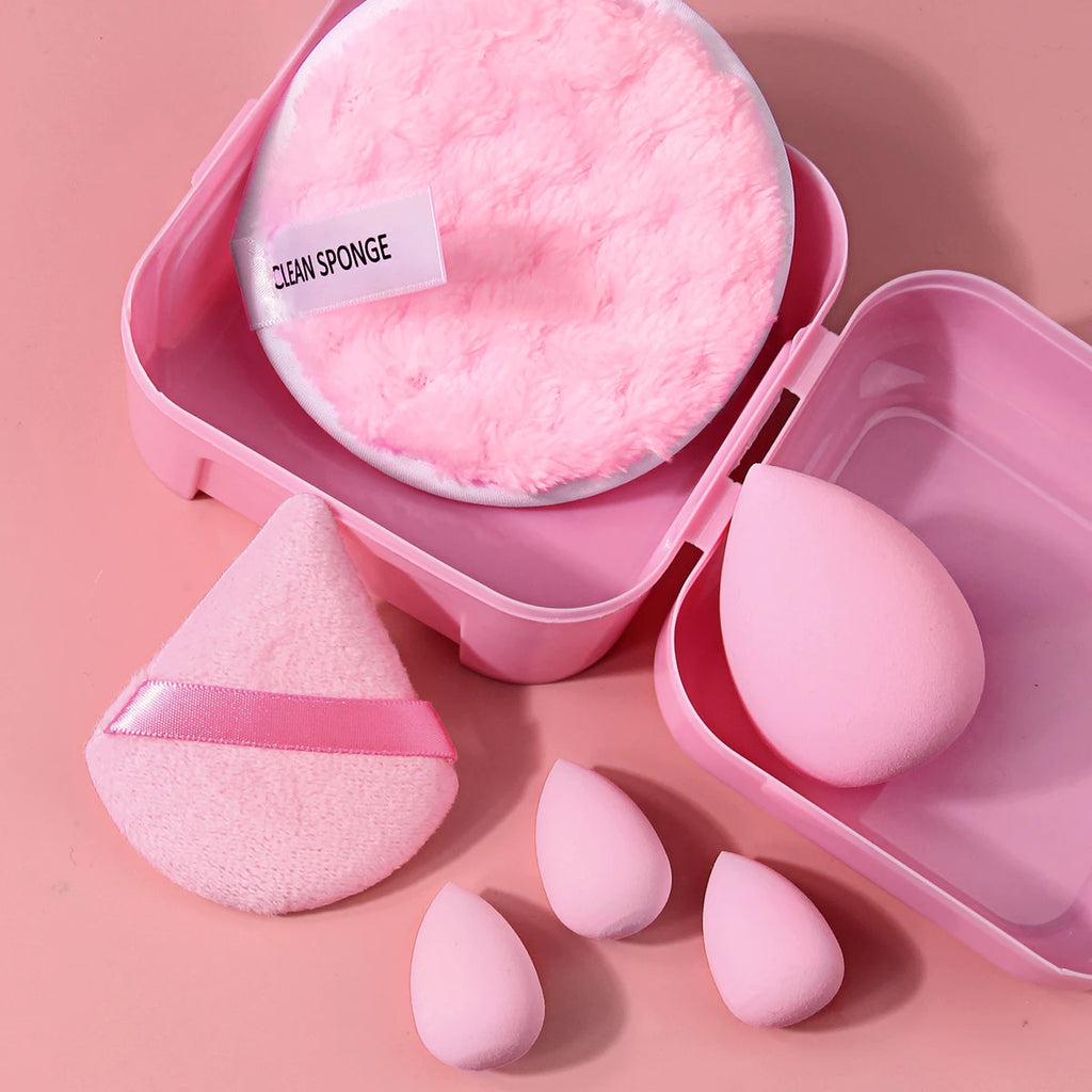 KOSSHOW 6-Pc Makeup Sponge Kit | Velour Puff & Remover Pad Makeup Sponge Kit QXL