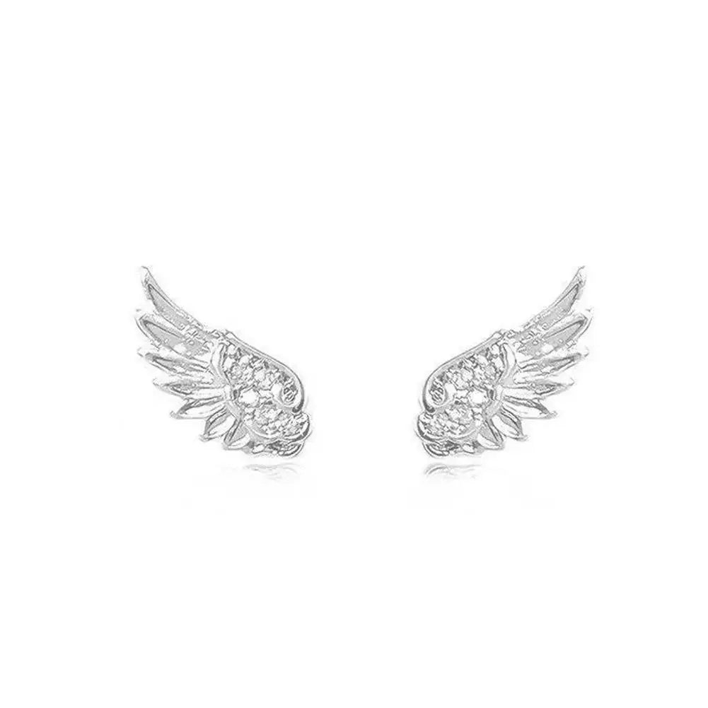Angel Wing Rhinestone Stud Earrings | Hypoallergenic Cartilage Stud Earrings QXL B