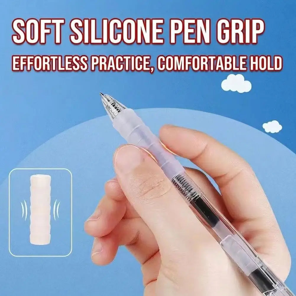 6-Pack 0.5mm Gel Pens Black Blue Red | ST Nib, Silicone Grip Gel Pen Set QXL