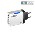 240W GaN 5-Port USB-C PD QC3.0 Fast Wall Charger EU/US/UK Multi-Port Wall Charger QXL White EU