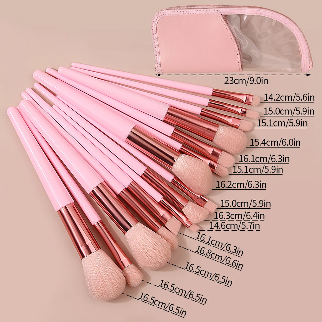 KOSSHOW 15-Piece Makeup Brush Set with Zipper Storage Bag Makeup Brush Set QXL