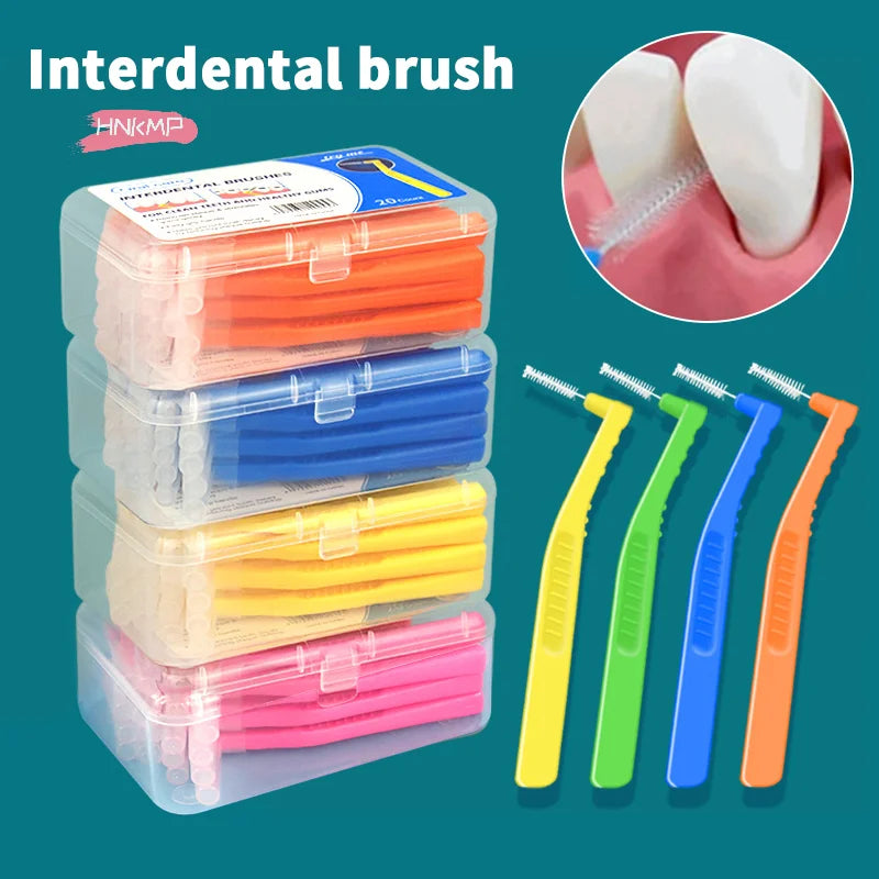 20-Pack L-Shaped Angled Interdental Brushes for Braces Interdental Brush QXL