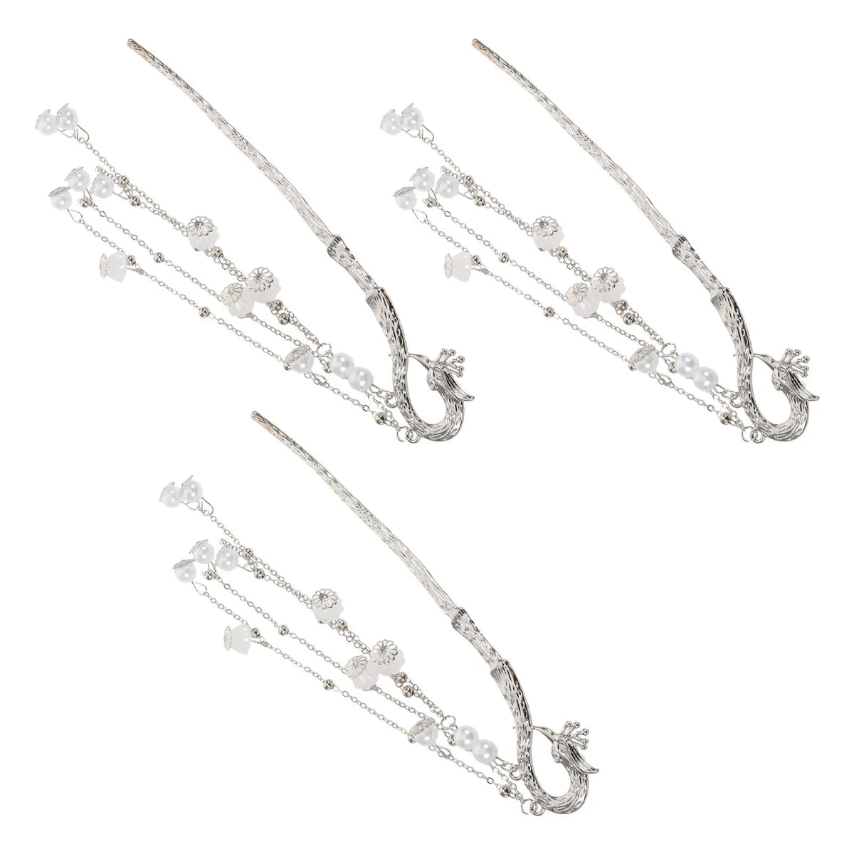 3-Pack Phoenix Tassel Hair Sticks | Vintage Chinese Hairpins Decorative Hair Sticks QXL Default Title
