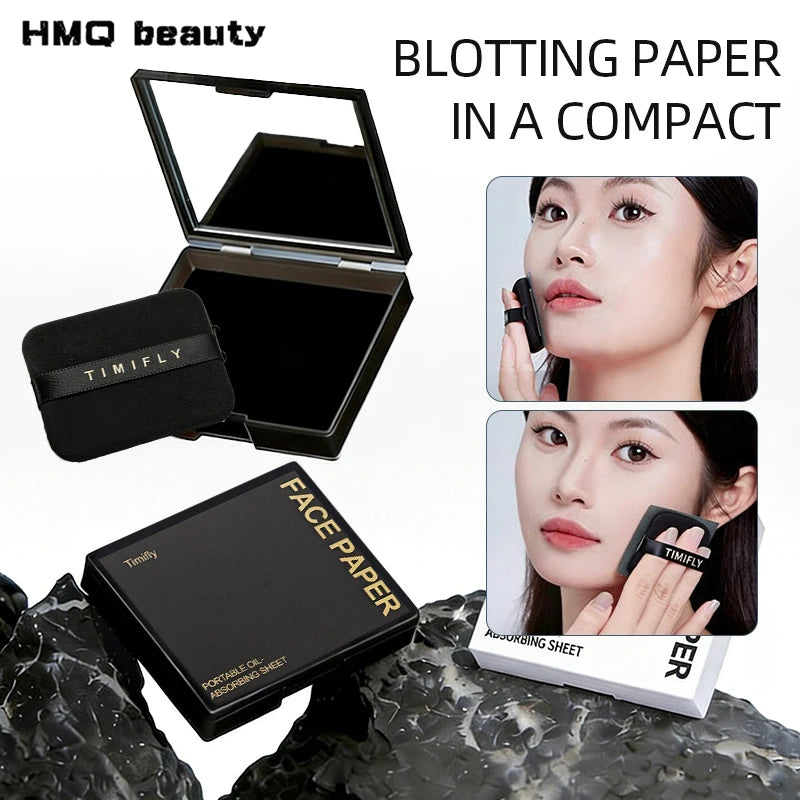 100-Sheet Facial Oil Blotting Papers | Portable Refillable Case Oil Blotting Sheets QXL