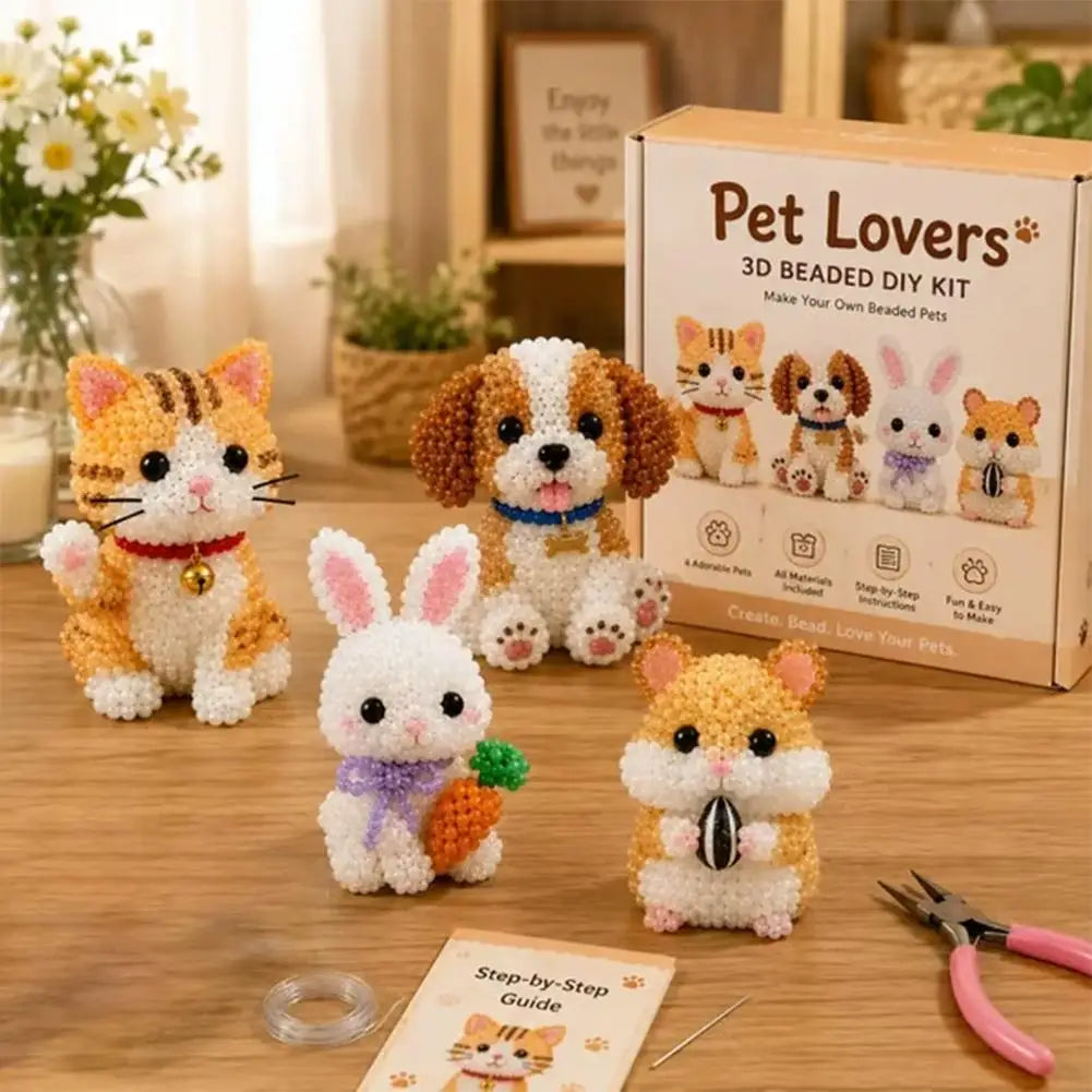 3D Animal Bead DIY Kit | 4-Design Handmade Craft Set DIY Bead Craft Kit QXL