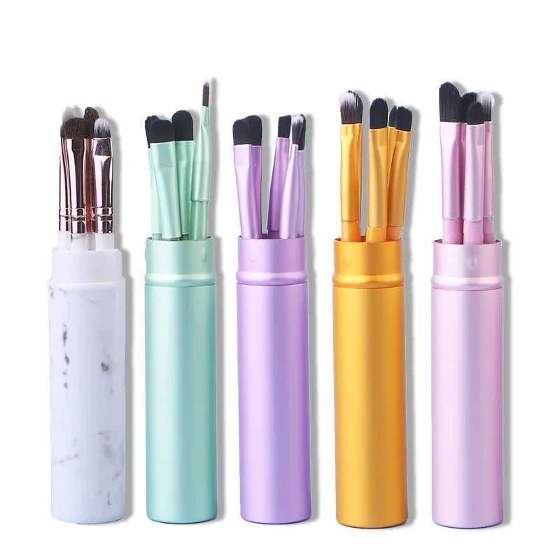 5-Piece Travel Eye Makeup Brush Set with Storage Tube Eye Makeup Brush Set QXL