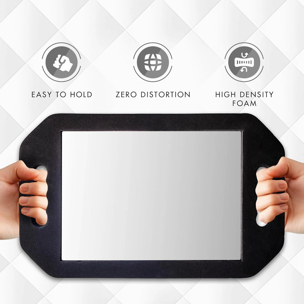 Large Rectangular Handheld Vanity Mirror with Foam Handle Handheld Vanity Mirror QXL