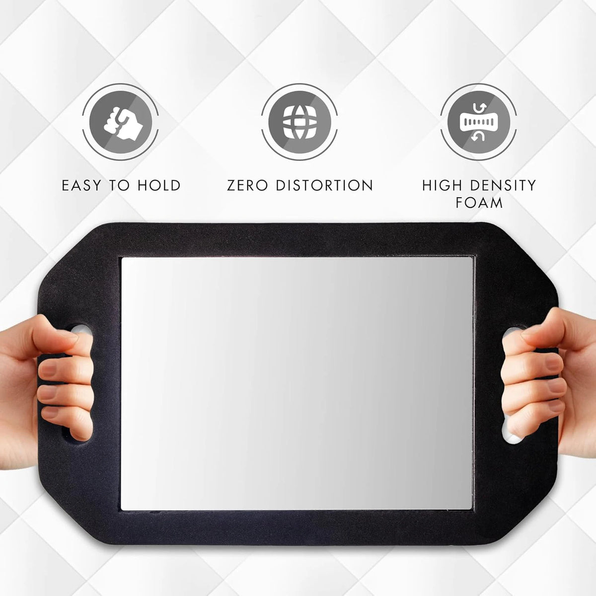 Large Rectangular Handheld Vanity Mirror with Foam Handle Handheld Vanity Mirror QXL