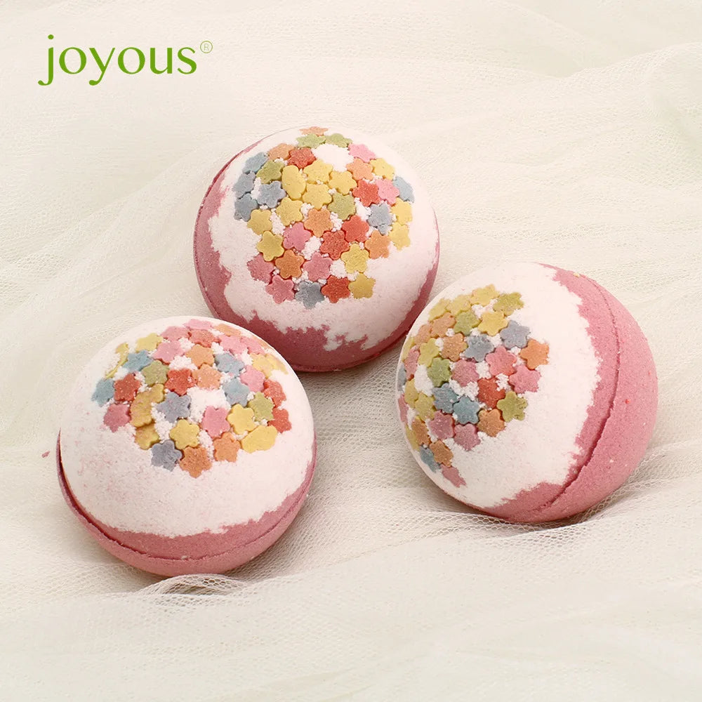 Joyous Floral Bath Bomb with Rose Oil & Bath Bag | 100g Floral Bath Bomb QXL