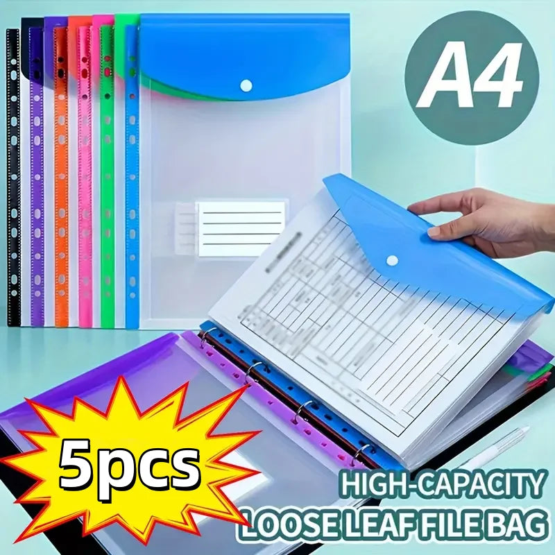 5-Pack A4 File Folders | 11-Ring Binder PP Organizer Set File Folder Set QXL