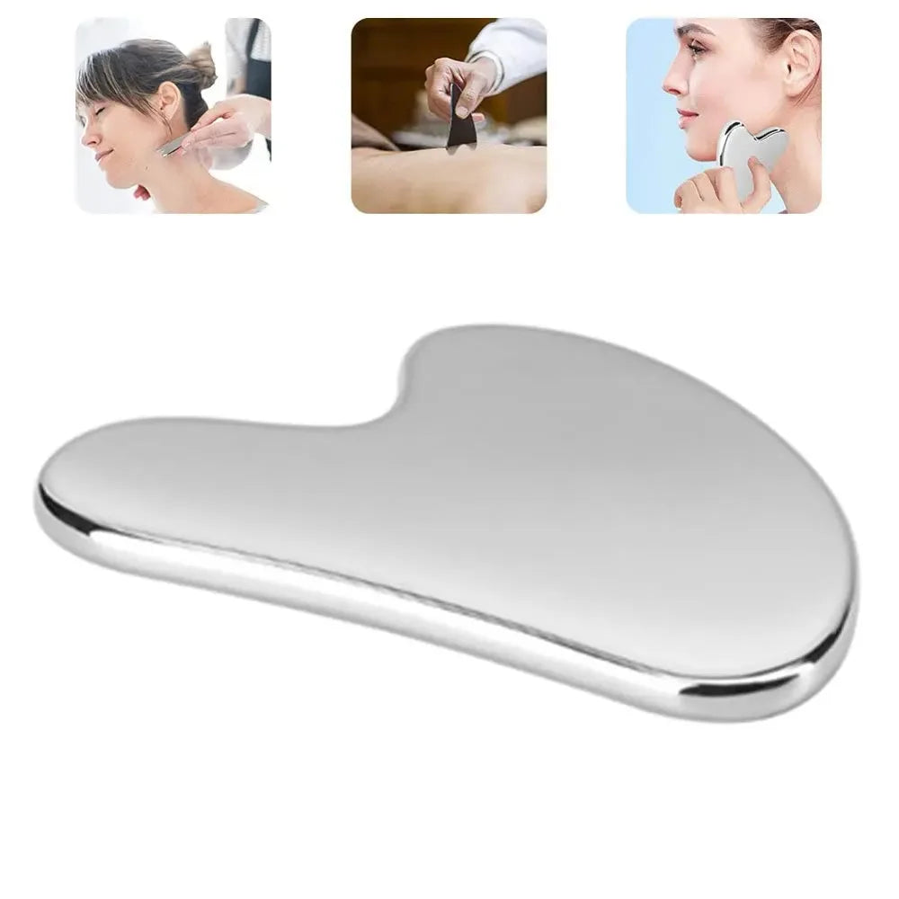 Stainless Steel Gua Sha & Face Sculpting Brush Set – 2 Pc Gua Sha Tool Set QXL