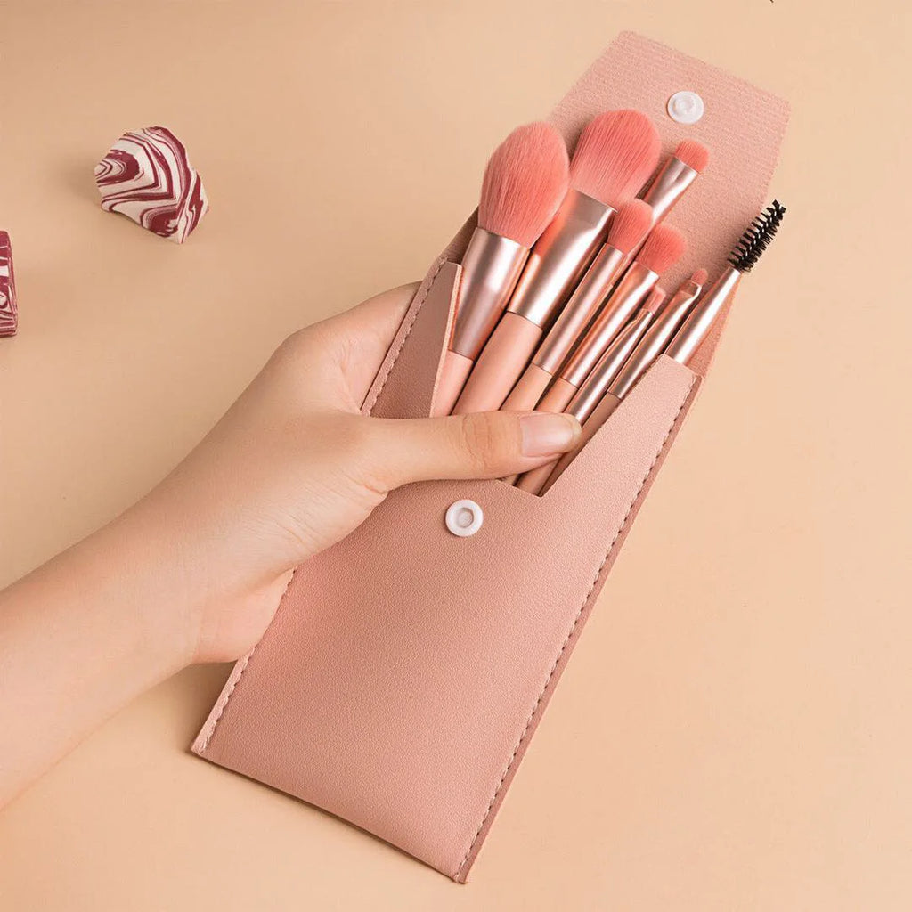 Portable 8-Piece Soft Makeup Brush Set | Foundation & Blush Makeup Brush Set QXL pink-8pcs