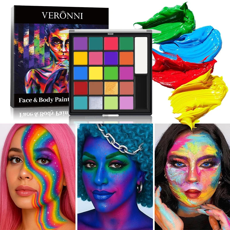 22-Color Face & Body Paint Palette | Halloween Cosplay Party Face & Body Paint QXL 22 colors