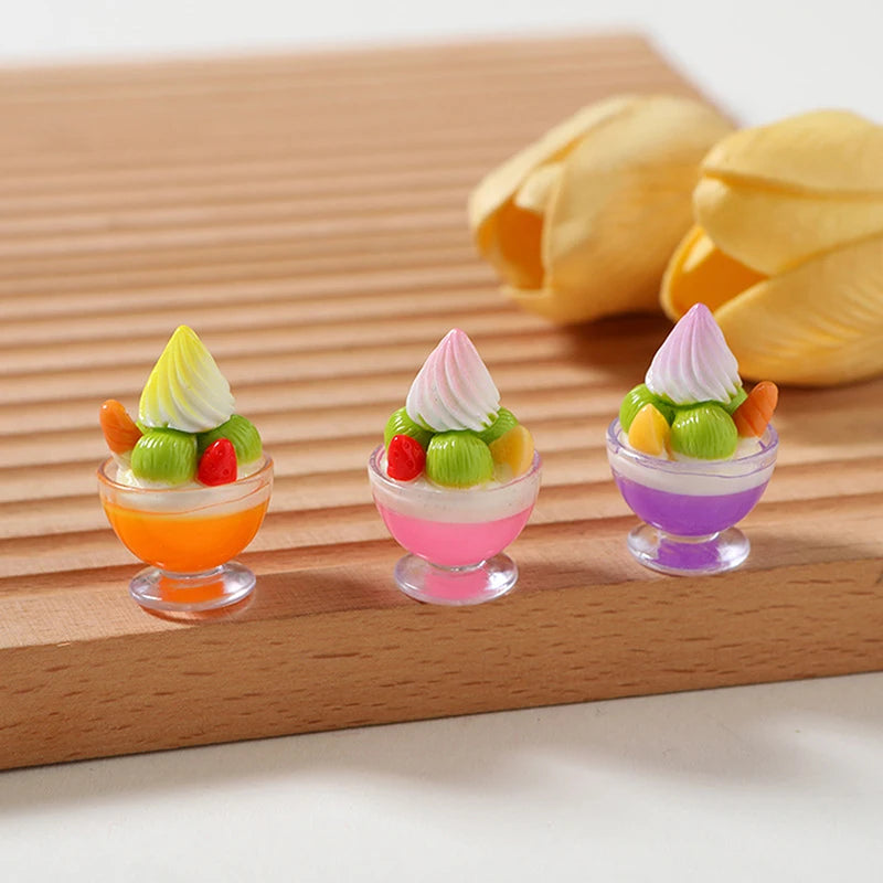 6-Pack Miniature Ice Cream Sundae Dollhouse Accessories 1:12 Dollhouse Miniatures QXL