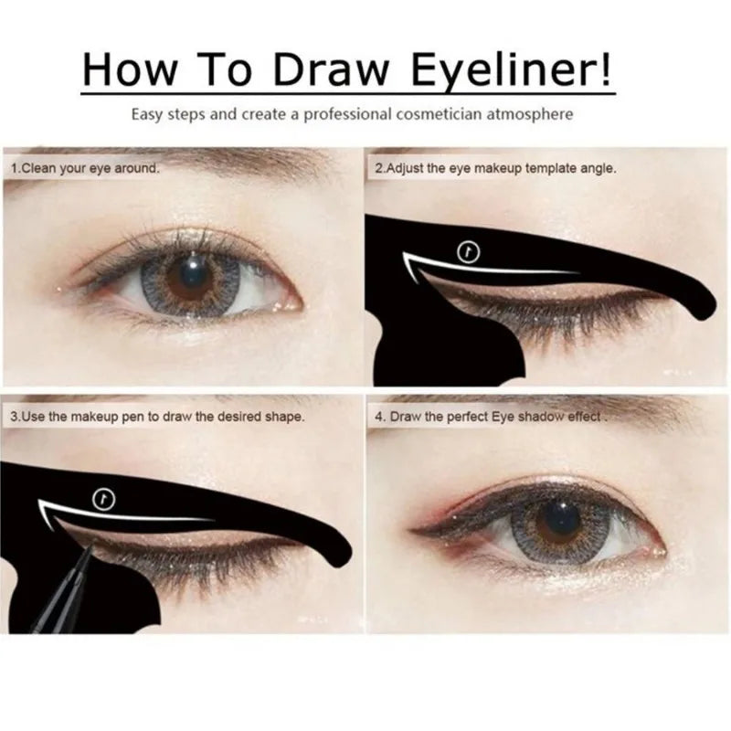 2-Pack Cat Eye Eyeliner Stencils | Winged Liner Template Eyeliner Stencil QXL