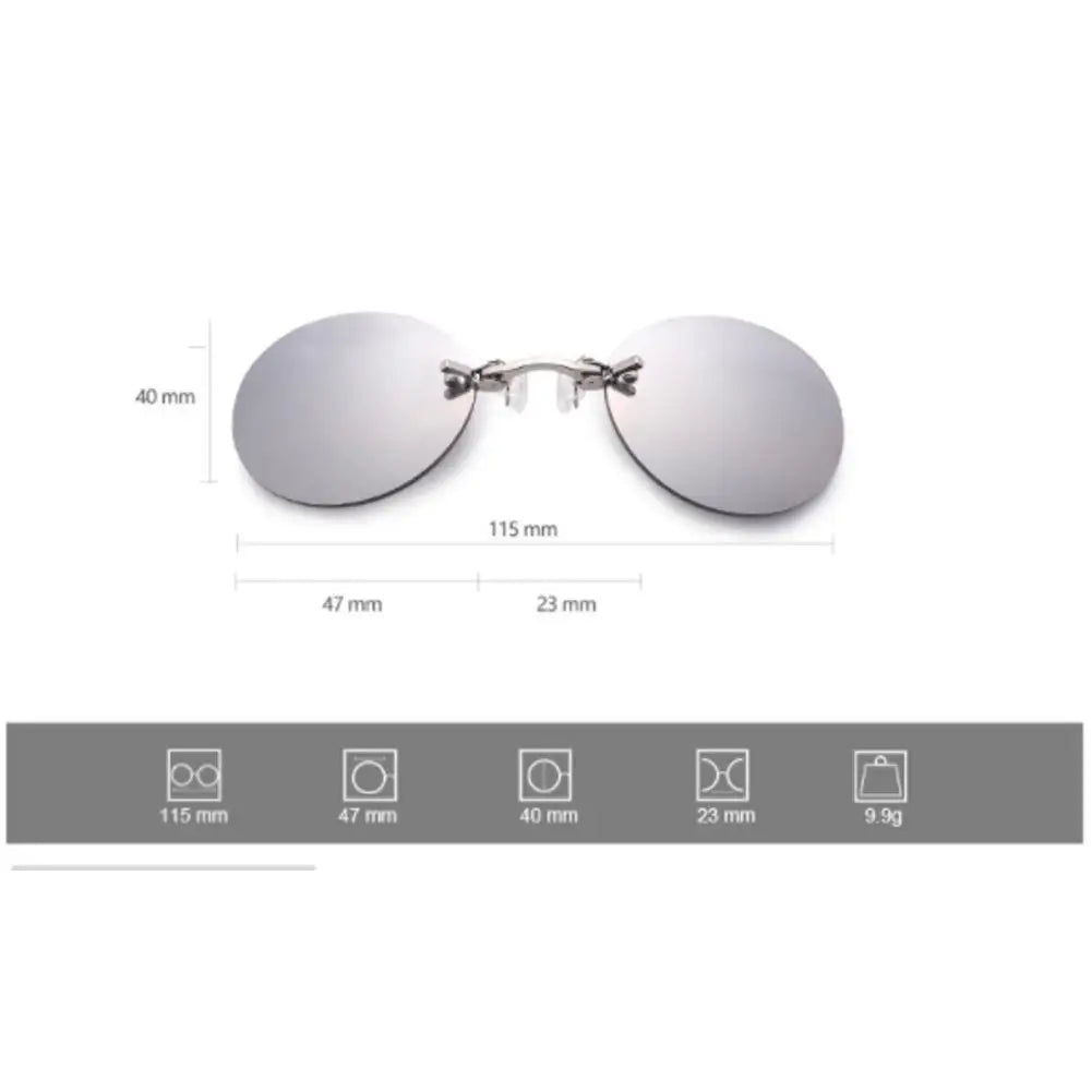 UV400 Frameless Pince-Nez Sunglasses | Round Rimless Vintage Vintage Sunglasses QXL