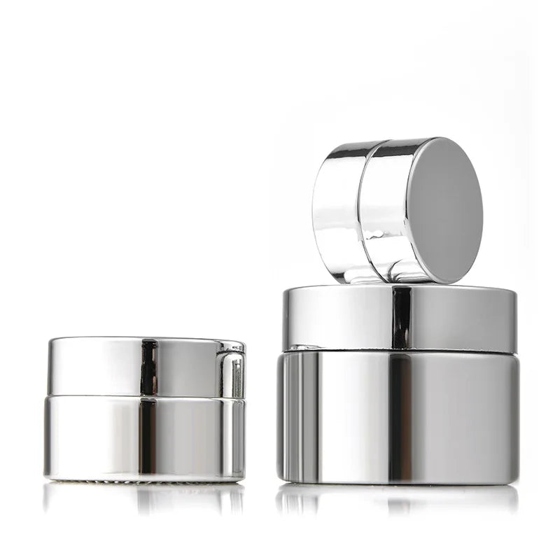 Silver Glass Cream Jar | Empty Cosmetic Container 5–50ml Glass Cosmetic Jar QXL