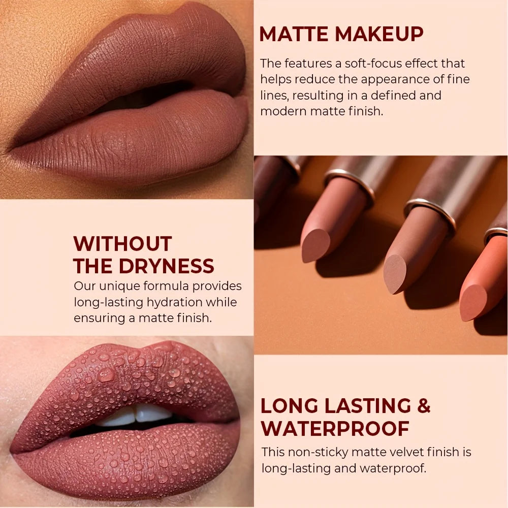 Barely Matte Cocoa Lipstick | Waterproof & Long-Lasting Matte Lipstick QXL