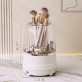 360° Rotating Makeup Brush Holder with Dustproof Cover Makeup Brush Organizer QXL White-With Lid