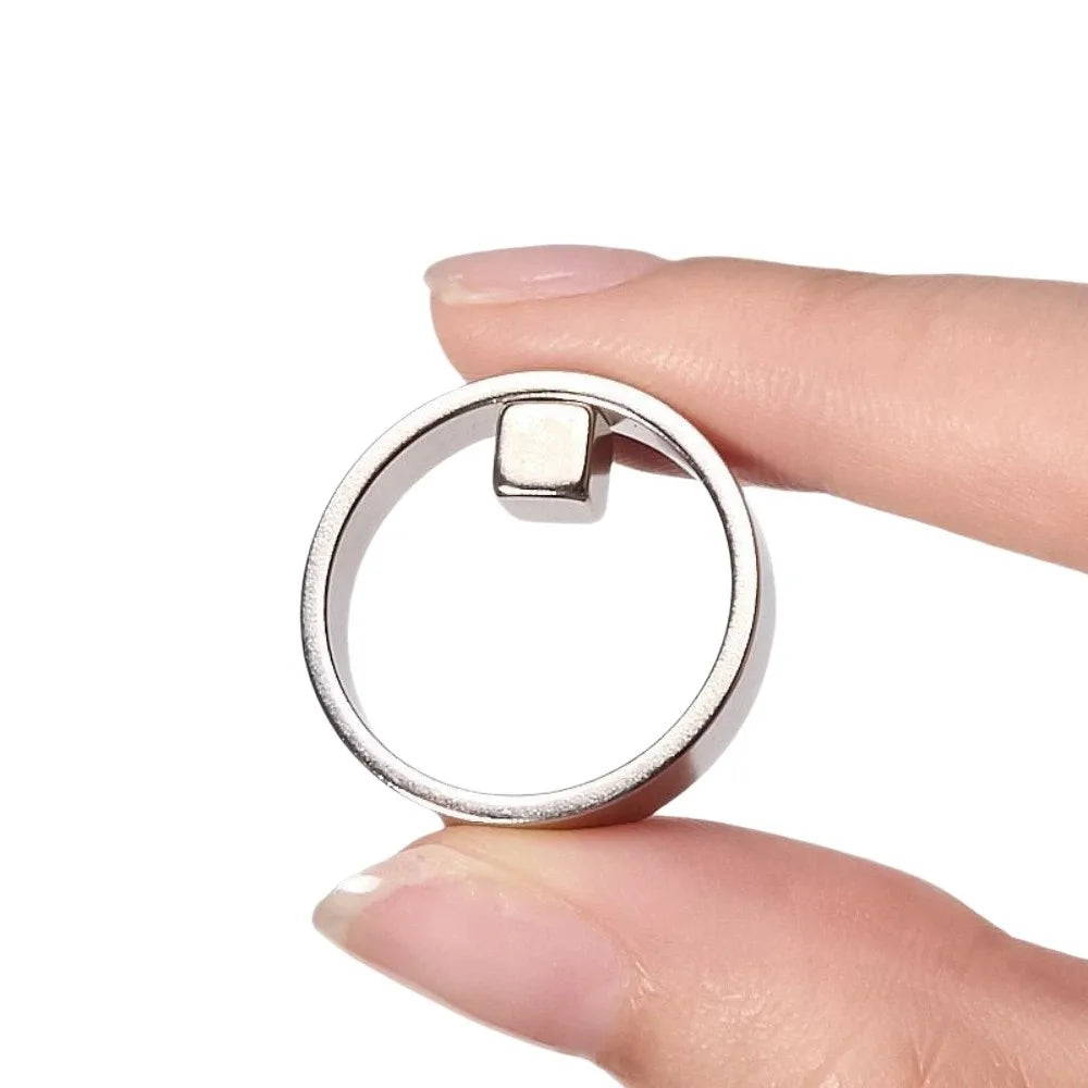 Hollow Cat Eye Nail Magnet Ring | DIY Manicure Tool Nail Art Magnet QXL Silver