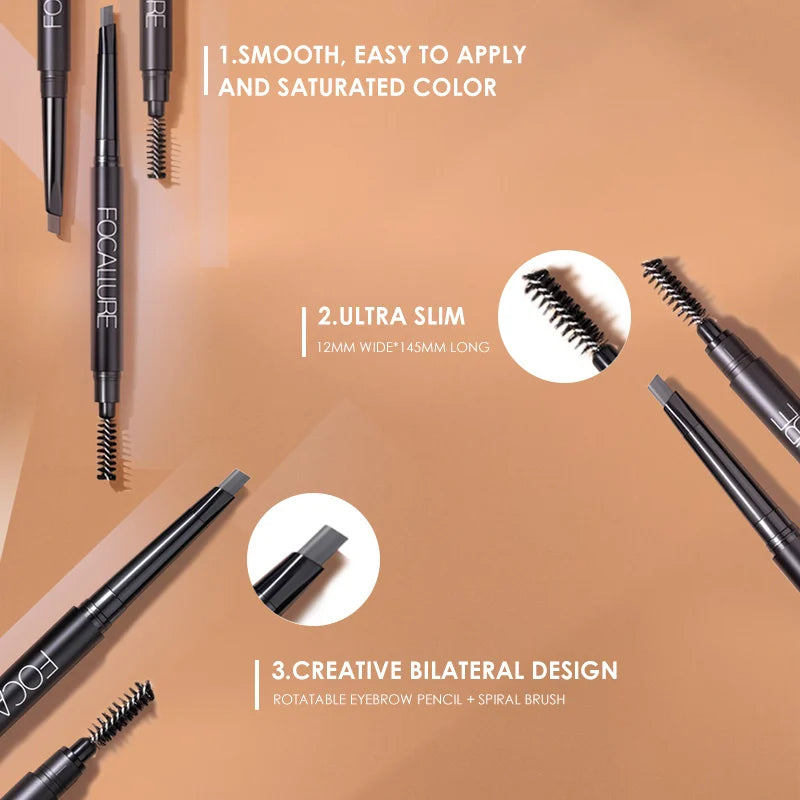 FOCALLURE Waterproof Eyebrow Pencil | 3 Colors Brow Definer Eyebrow Pencil QXL