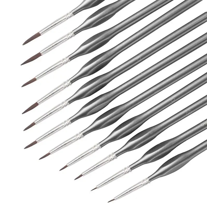 11-Pc Miniature Detail Paint Brush Set | Nylon Liner Brushes Detail Paint Brush Set QXL A6