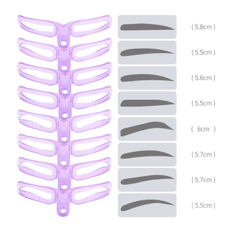8-Piece Reusable Eyebrow Stencil Set | 8 Brow Shaping Templates Eyebrow Stencil Set QXL