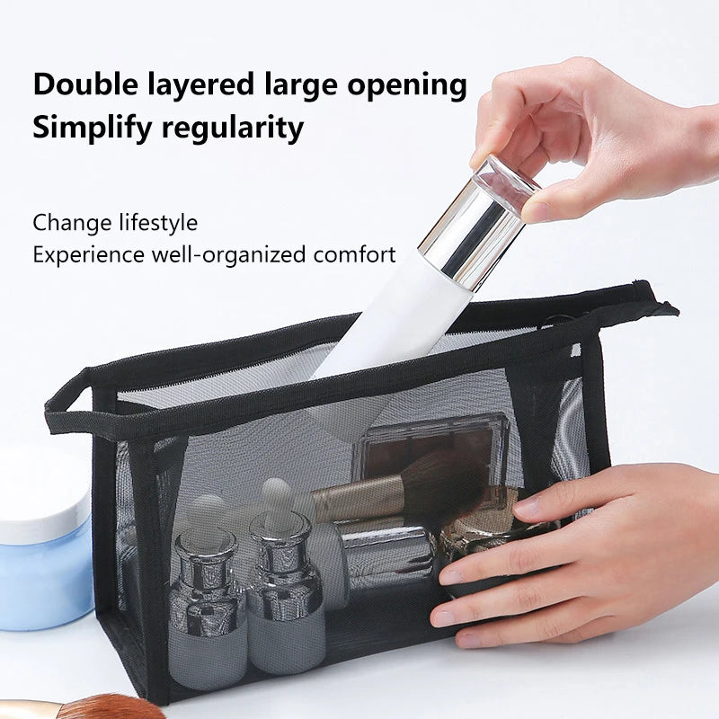 Nylon Mesh Cosmetic Bag | Zipper Pouch Small Medium Large Mesh Cosmetic Bag QXL