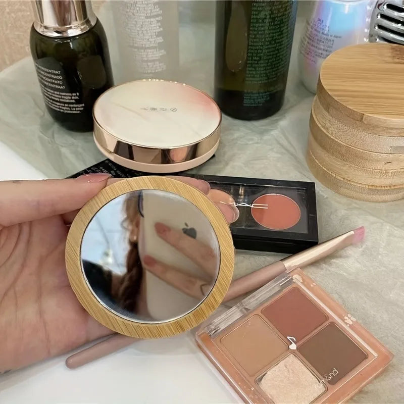 Compact Round Wooden Travel Mirror | Portable Handheld Mirror Portable Compact Mirror QXL