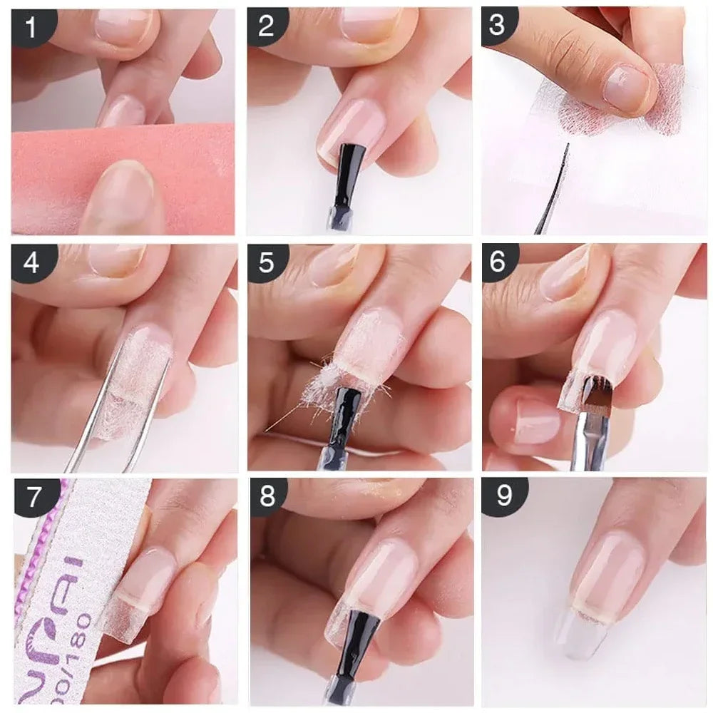 Fiberglass Silk Nail Extension Forms | UV Gel Wrap 10/20/50Pcs Nail Extension Forms QXL
