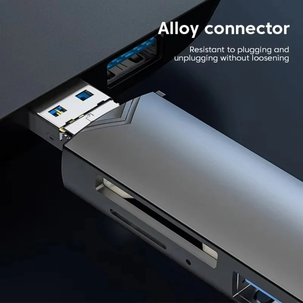 6-in-1 USB 3.0 Type-C OTG Card Reader | SD TF Memory Adapter USB Card Reader QXL