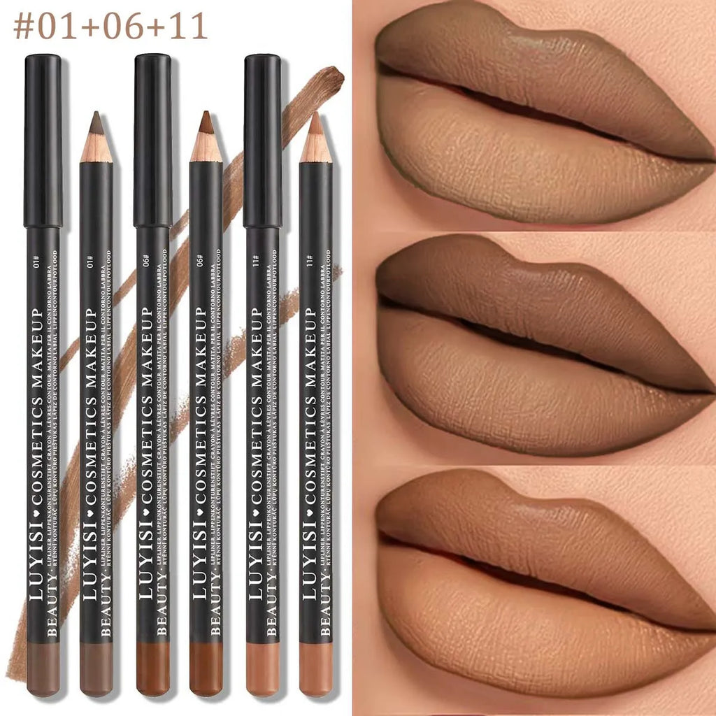 3-Pack Matte Velvet Lip Liner Set | Waterproof High-Pigment Lip Liner Set QXL 01 06 11