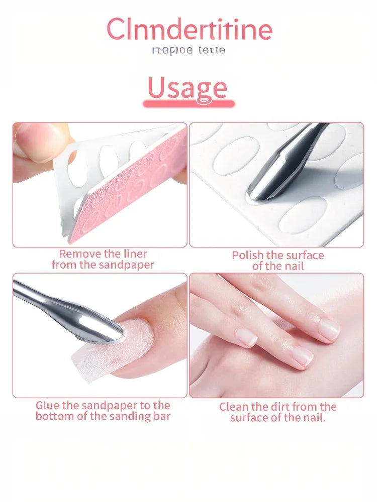 Nail Cuticle Pusher & Sandpaper File Set 100/180/240 Grit Nail File Set QXL