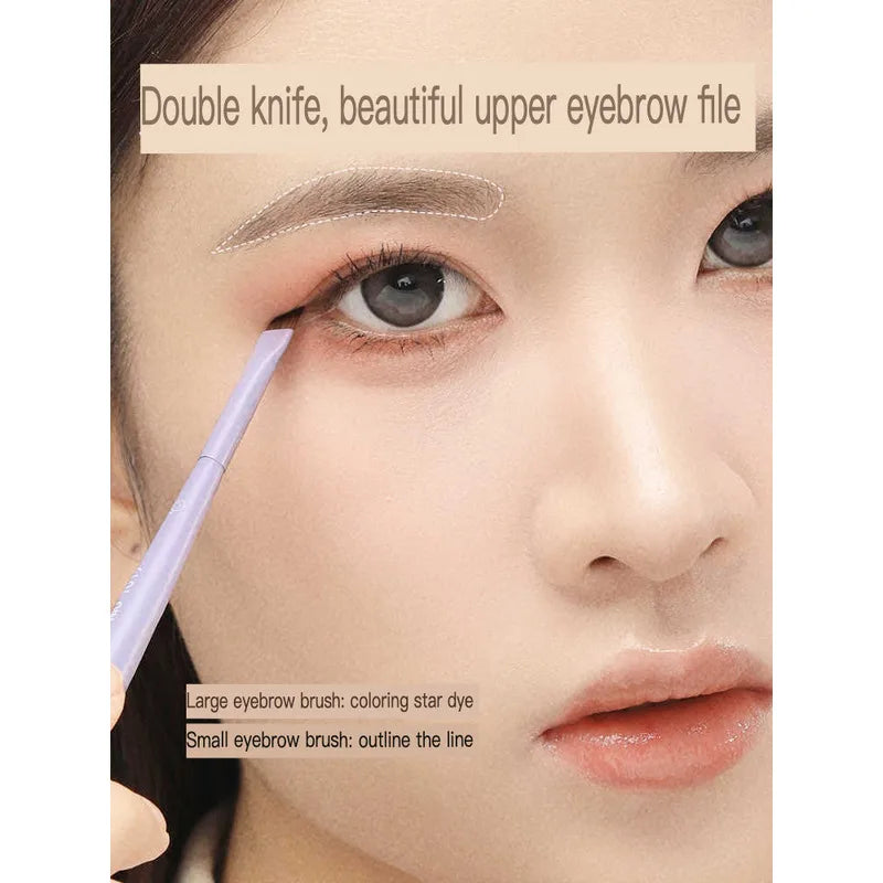 Double-Headed Angled Eyebrow Brush | Badger Hair Blade Tip Eyebrow Makeup Brush QXL