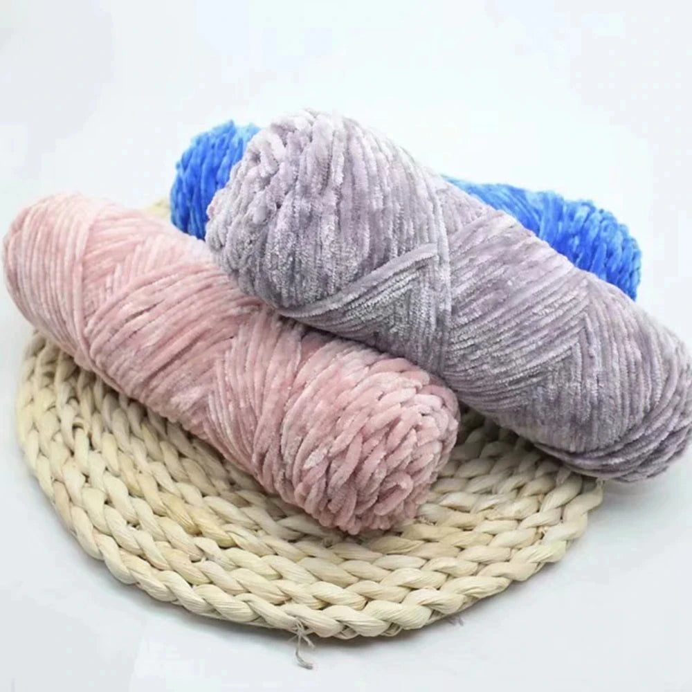 Chenille Velvet Yarn 95g 135m | Glossy Crochet Knitting Thread Chenille Velvet Yarn QXL
