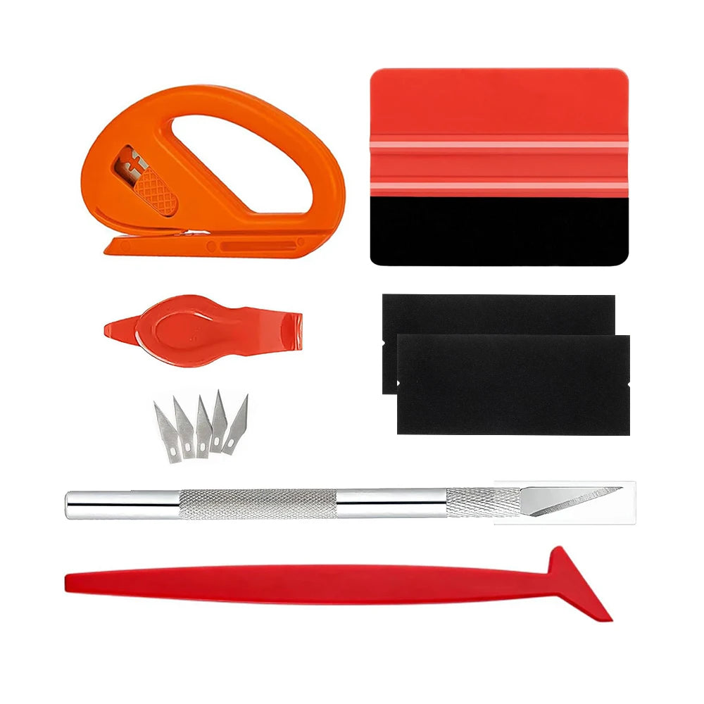 Vinyl Wrap Kit – Felt Squeegee, Trimmer & Bubble Smoother 8–15pc Vinyl Wrap Tool Kit QXL Kit 12Pcs