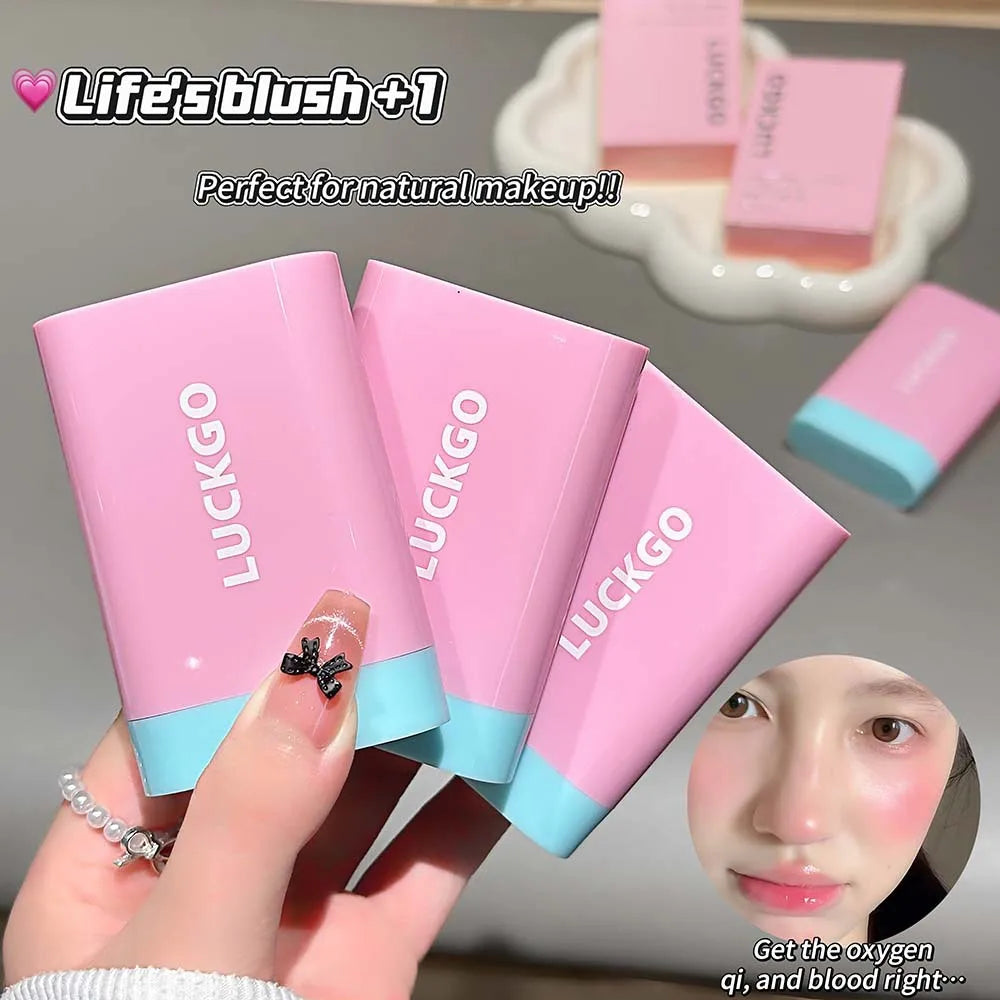 LUCKGO Glazed Watery Blush Stick | Cream Cheek & Lip Tint Cream Blush Stick QXL