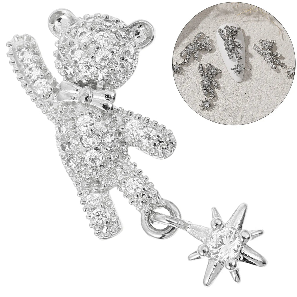 5-Pack Bear Nail Art Studs | Kawaii Zircon Bowknot Charms Nail Art Charms QXL