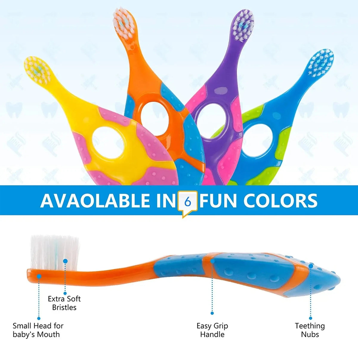 2-Pack BPA-Free Soft Bristle Toddler Toothbrush | Kids Set Kids Toothbrush Set QXL