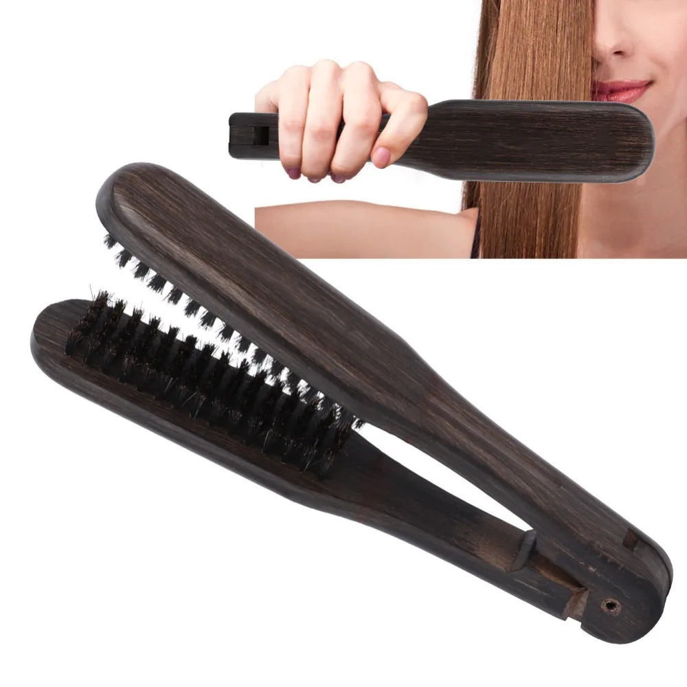 Wooden Handle Double Brush Hair Straightening Comb Hair Straightening Comb QXL