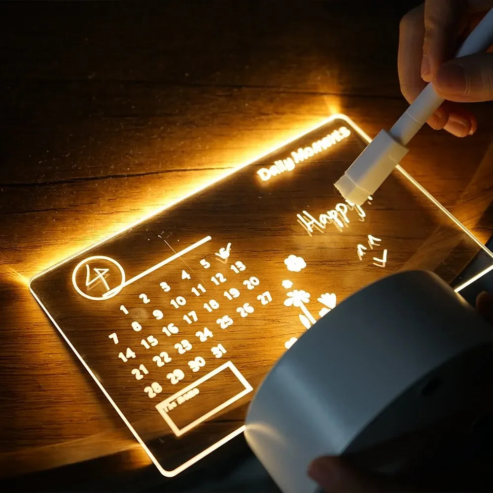 LED Message Board Night Light | USB Rechargeable Rewritable Lamp LED Night Light QXL