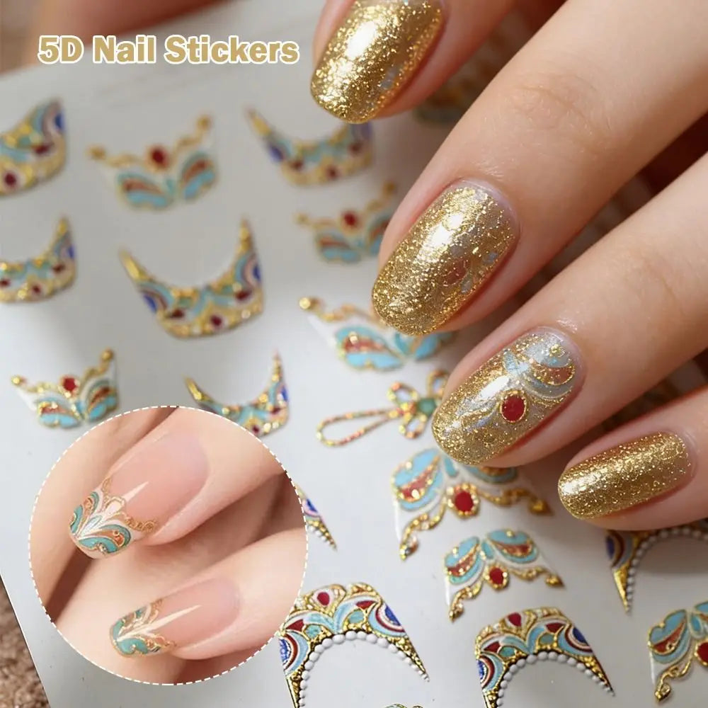 5D Baroque Gemstone Nail Stickers | Luxury Palace Nail Decals Nail Art Stickers QXL