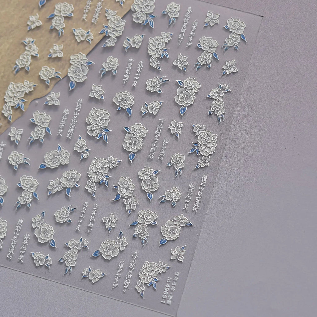5D Cherry Blossom Floral Nail Art Stickers | Self-Adhesive Decals