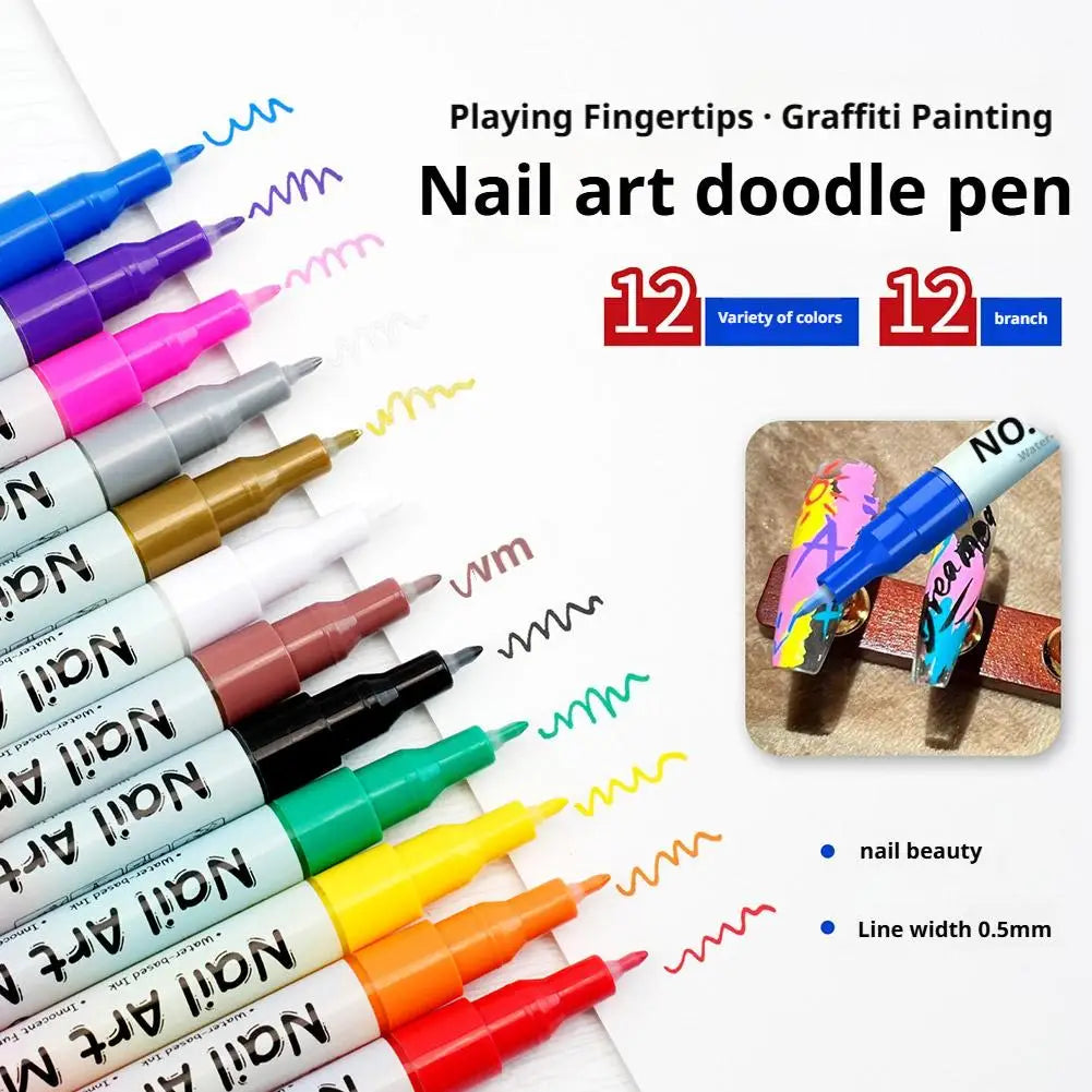 12/24-Color 3D Nail Art Pen Set | Acrylic Paint Liner & Dotting Nail Art Pen Set QXL
